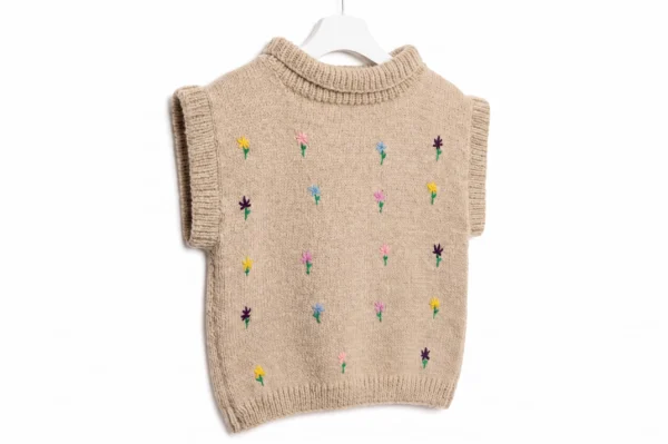 Brown Embroidered Kids Sweater