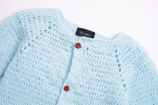 Blue Knitted Baby Sweater Set